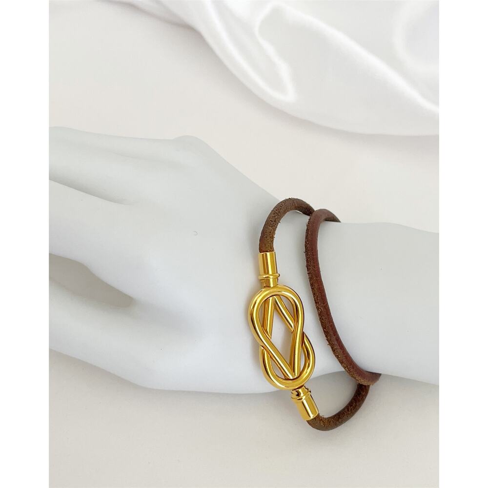 HERMÈS Atamé Leather Bracelet or Choker Knot Closure